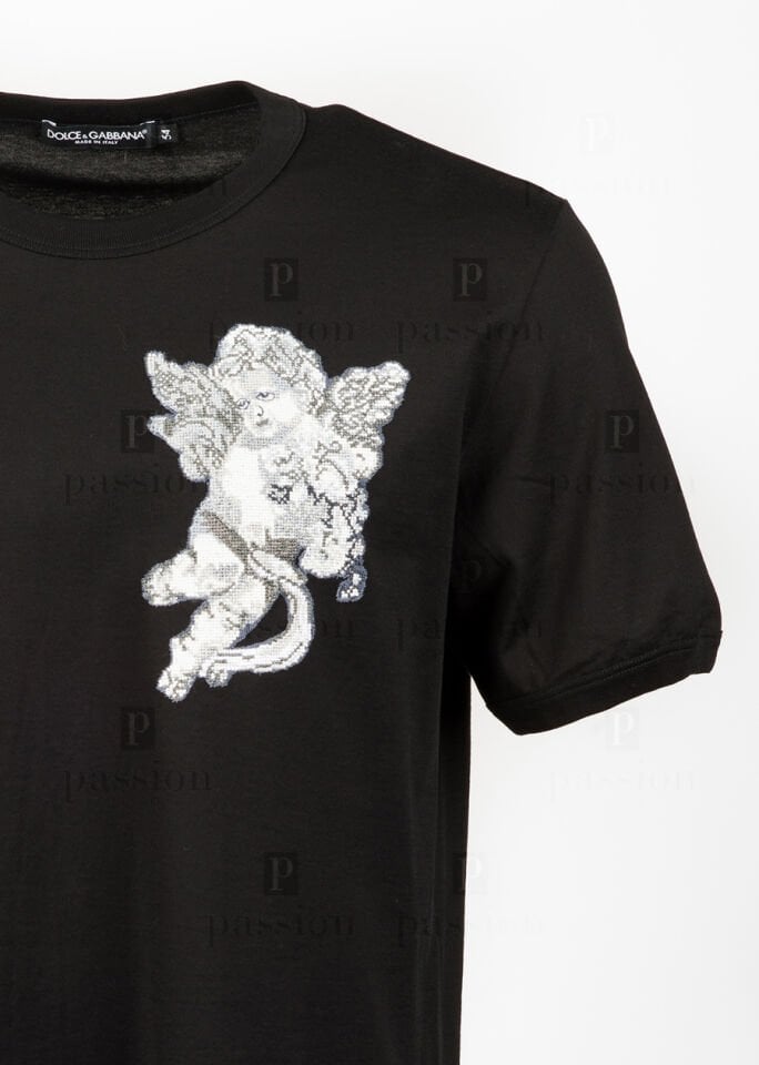 Erkek Siyah Eros Nakışlı T-Shirt