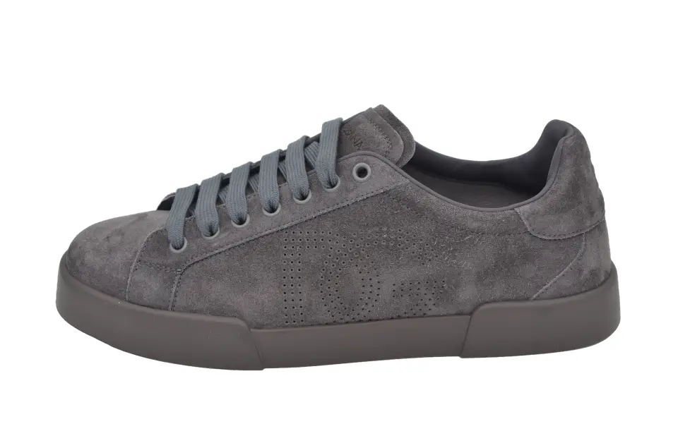 Dolce&Gabbana Portofino Gri Logo Detay Erkek Süet Sneaker