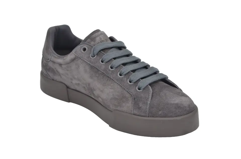 Dolce&Gabbana Portofino Gri Logo Detay Erkek Süet Sneaker
