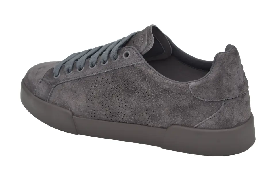 Dolce&Gabbana Portofino Gri Logo Detay Erkek Süet Sneaker