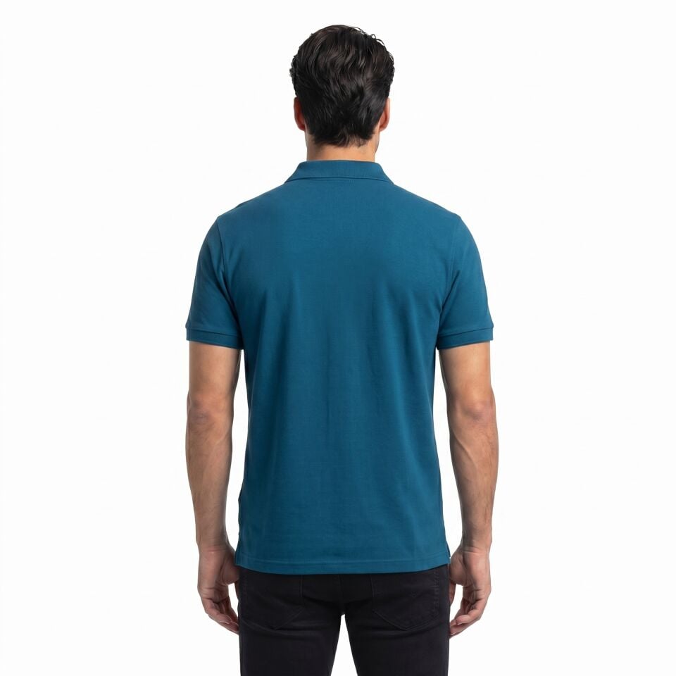 Erkek Mavi Nakış Detaylı T-Shirt