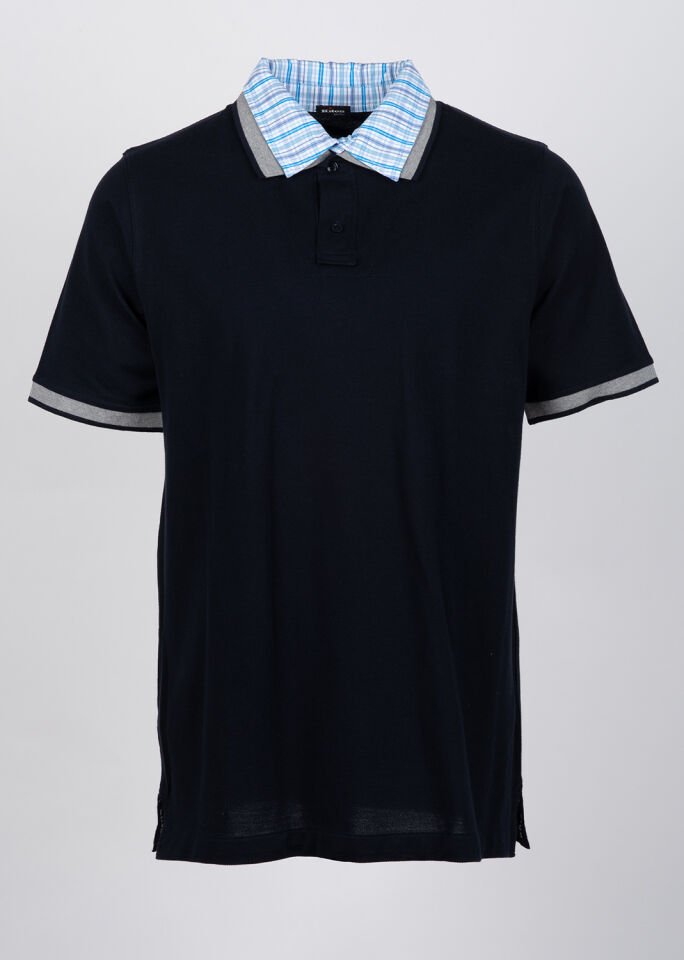 Erkek Lacivert Gömlek Yaka Detaylı Polo Yaka T-Shirt
