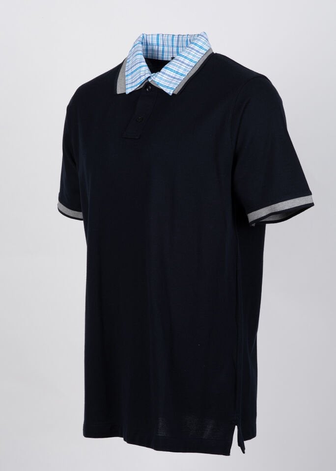 Erkek Lacivert Gömlek Yaka Detaylı Polo Yaka T-Shirt
