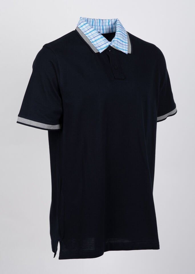 Erkek Lacivert Gömlek Yaka Detaylı Polo Yaka T-Shirt