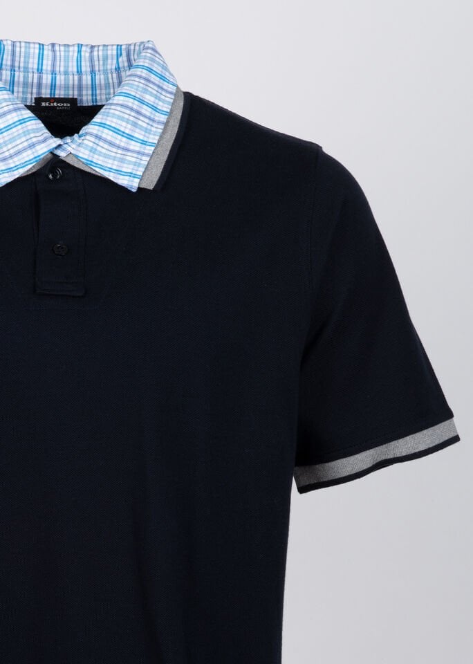 Erkek Lacivert Gömlek Yaka Detaylı Polo Yaka T-Shirt