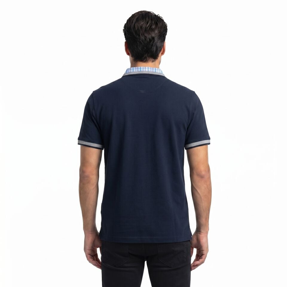 Erkek Lacivert Gömlek Yaka Detaylı Polo Yaka T-Shirt