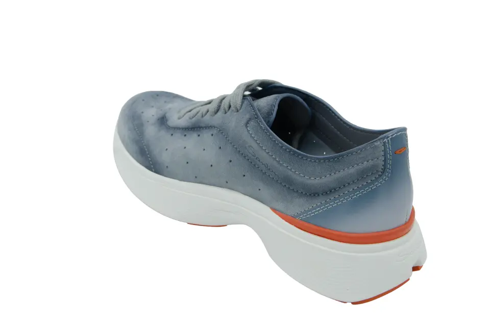 Erkek Gri Bağcıklı Deri Sneaker