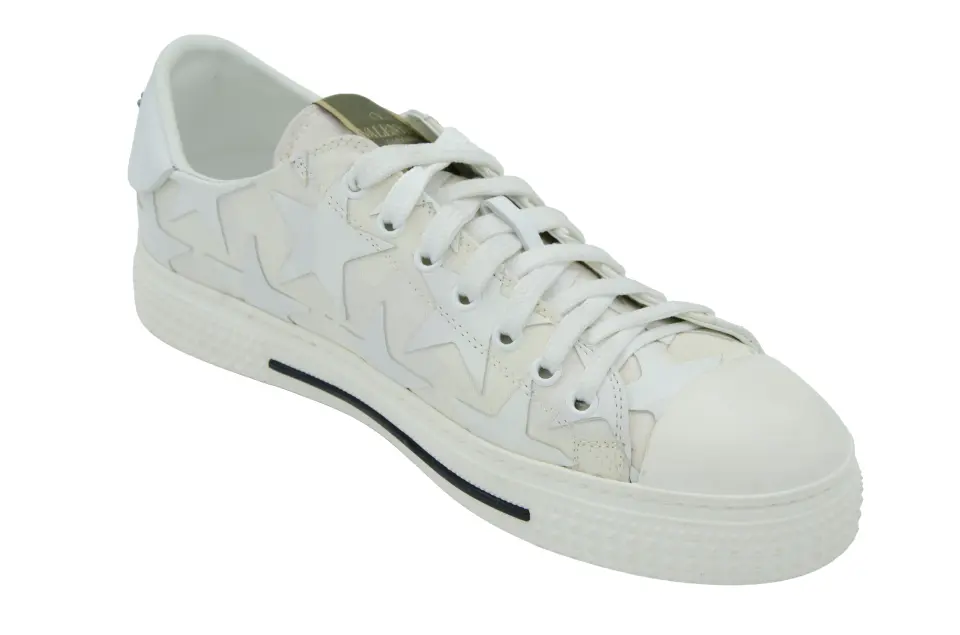 Erkek Krem Yıldız Desenli Sneaker