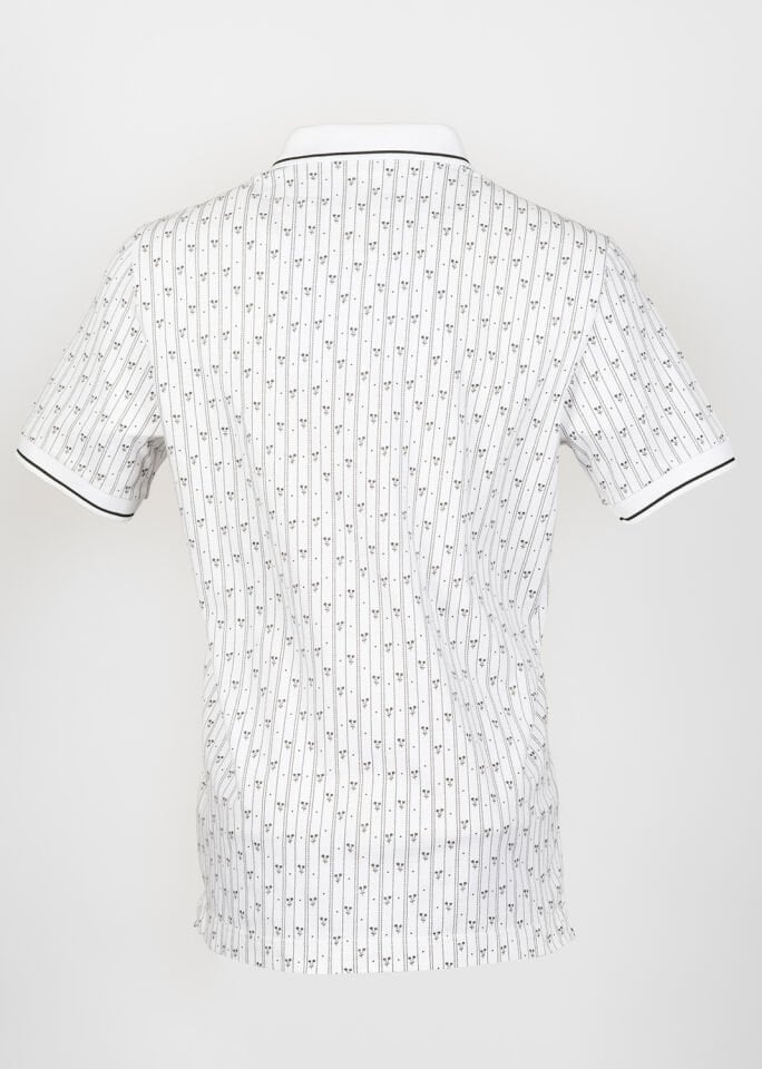 Erkek Beyaz Nakış Detaylı Polo Yaka T-Shirt