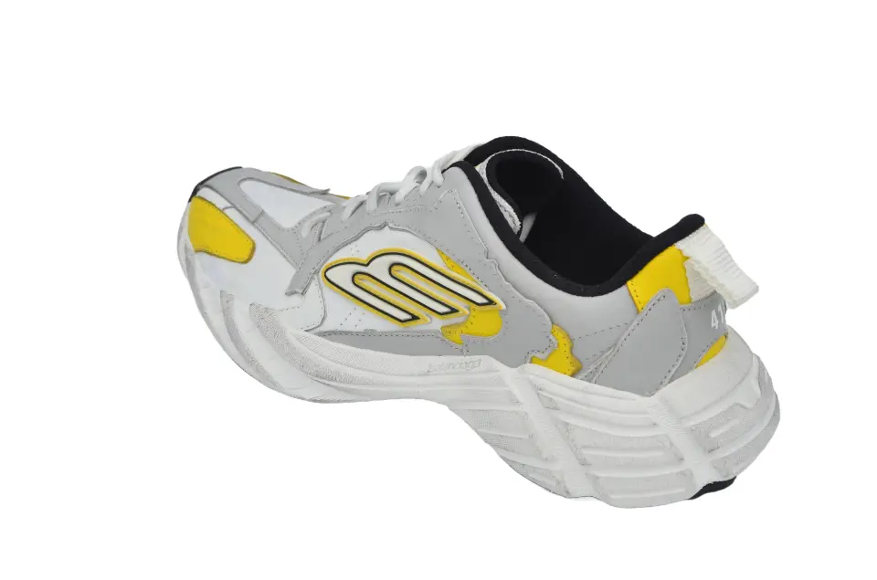 Erkek Beyaz Sarı Deri Sneaker