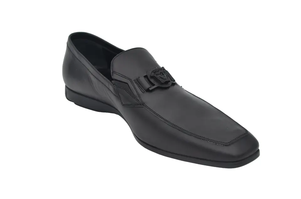 Versace Erkek Siyah Deri Loafer
