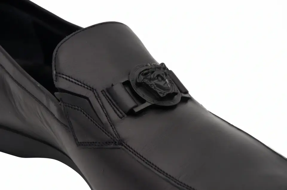 Versace Erkek Siyah Deri Loafer