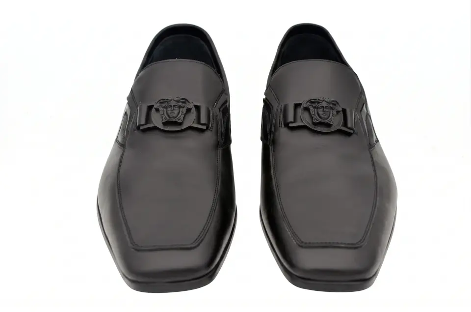 Versace Erkek Siyah Deri Loafer