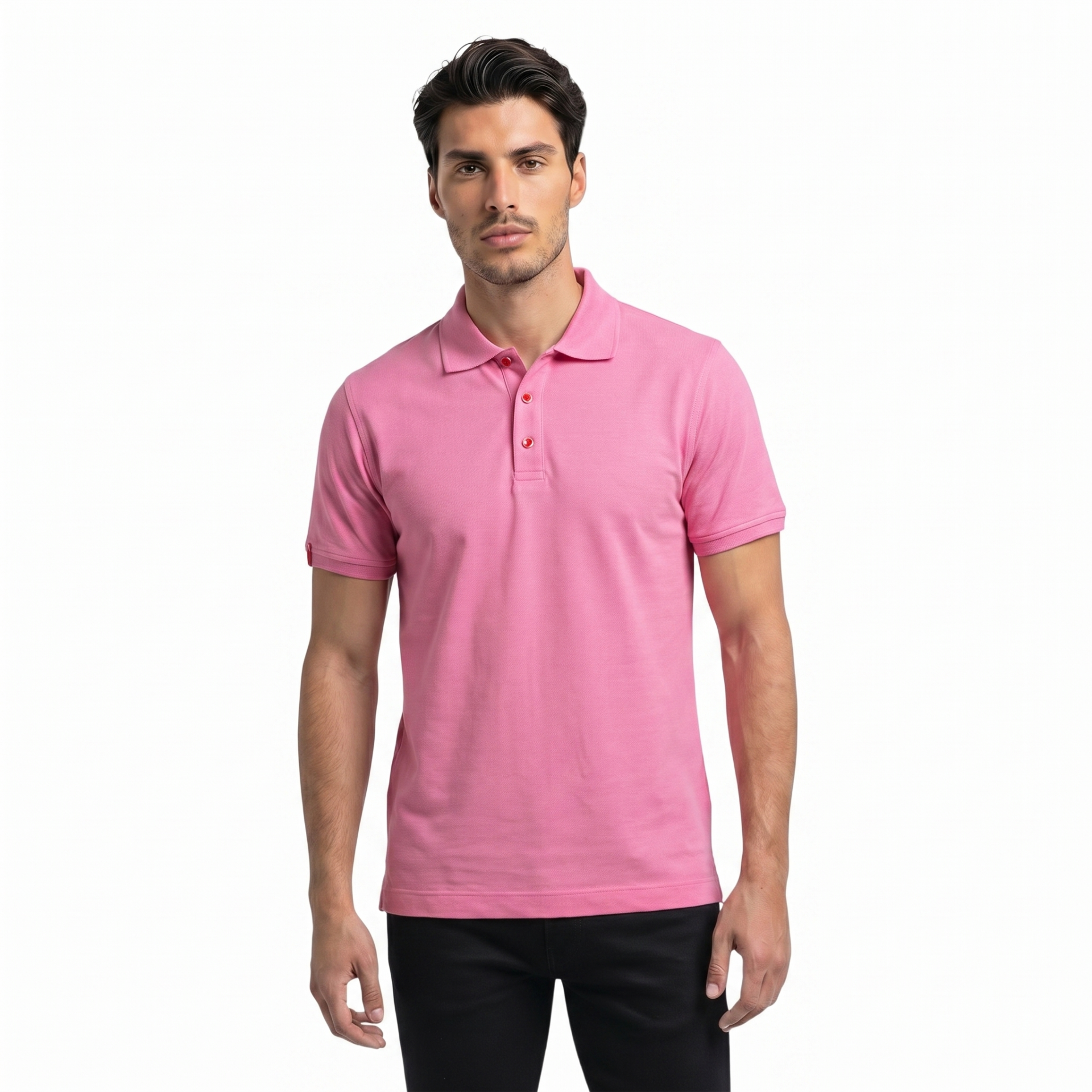 Erkek Pembe Çıtçıt Düğmeli Polo Yaka T-Shirt