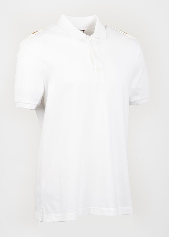 Erkek Beyaz Arı Nakışlı Polo Yaka T-Shirt