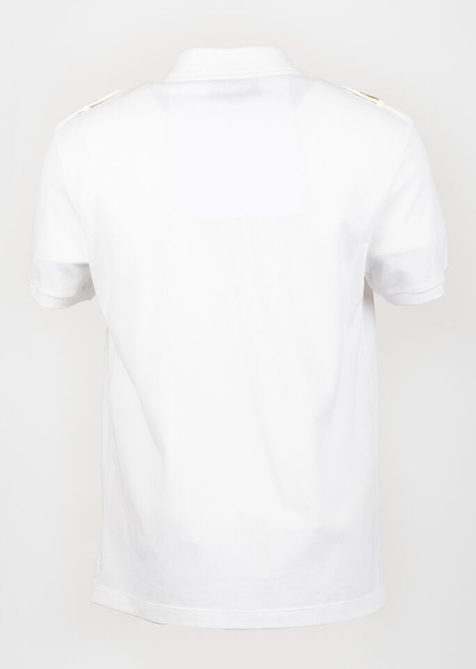 Erkek Beyaz Arı Nakışlı Polo Yaka T-Shirt