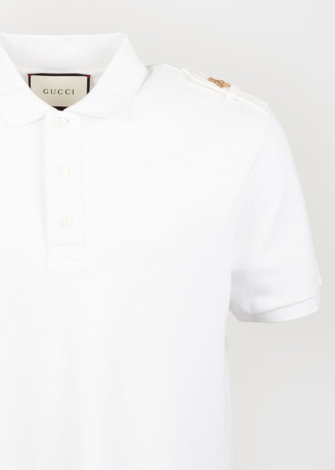 Erkek Beyaz Arı Nakışlı Polo Yaka T-Shirt