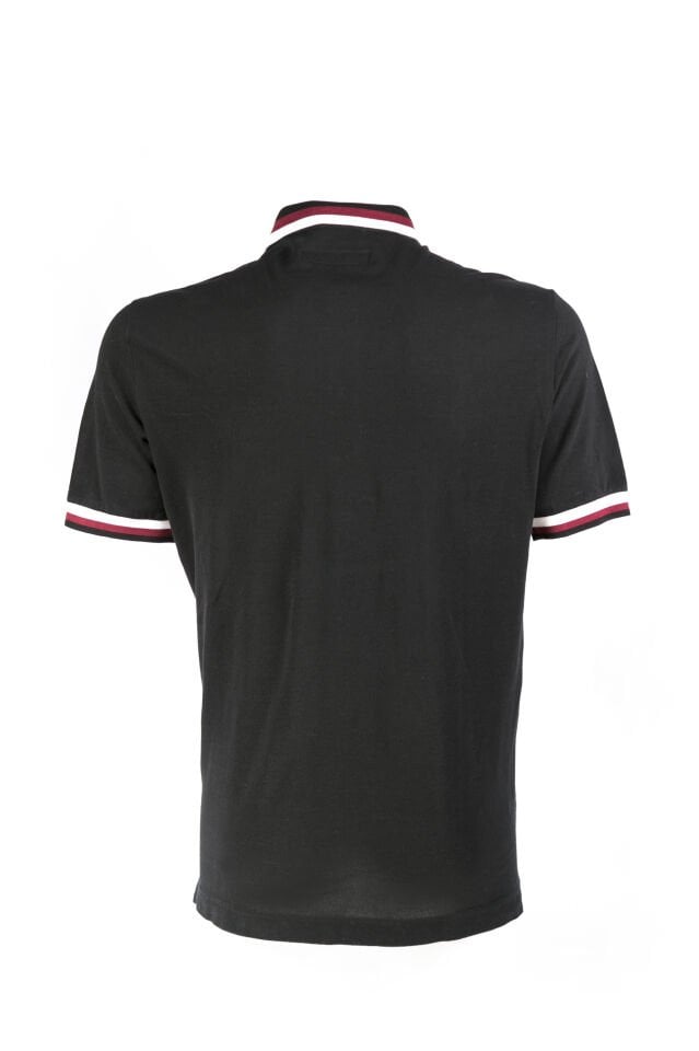 Erkek Siyah Kontrast Detaylı Polo Yaka T-Shirt