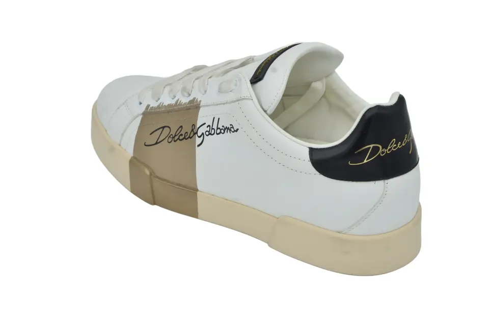Erkek Beyaz Gold Fırça Detaylı Sneaker