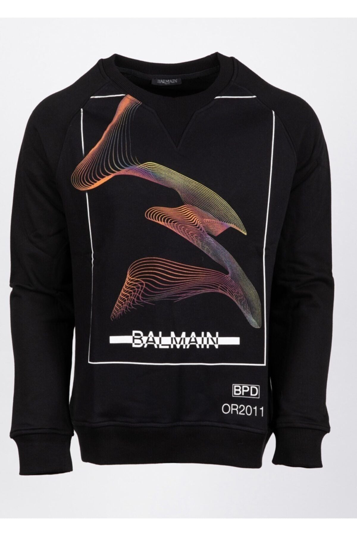 Erkek Siyah Tüy Baskılı Sweatshirt