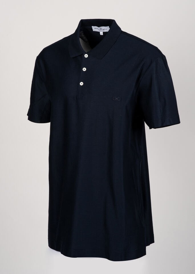 Erkek Lacivert Amblem Nakışlı Polo Yaka T-Shirt