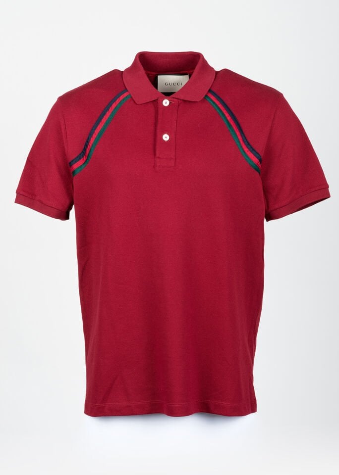Erkek Bordo Şerit Detaylı Polo Yaka T-Shirt