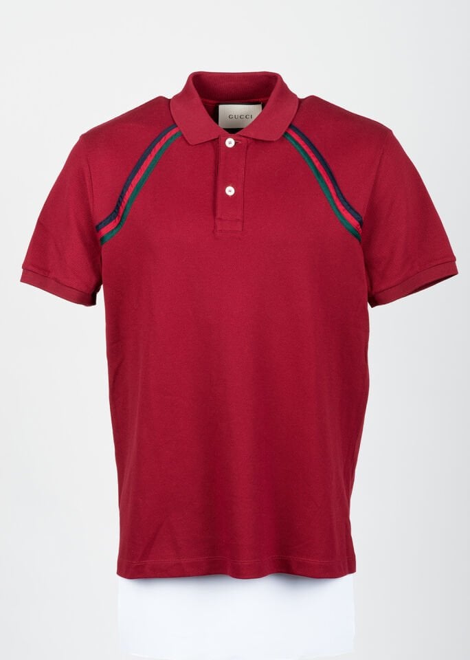 Erkek Bordo Şerit Detaylı Polo Yaka T-Shirt
