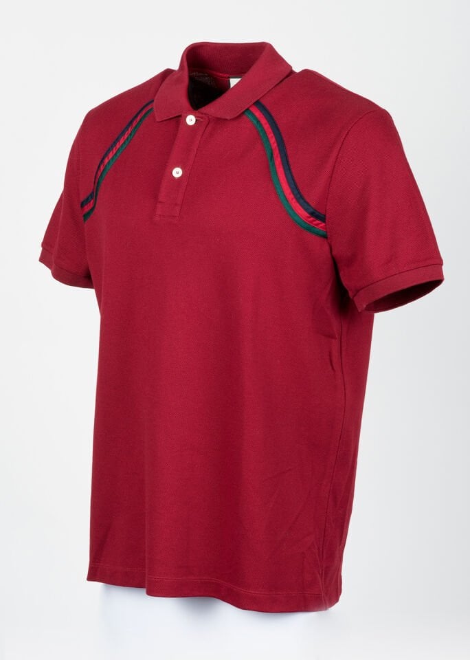 Erkek Bordo Şerit Detaylı Polo Yaka T-Shirt