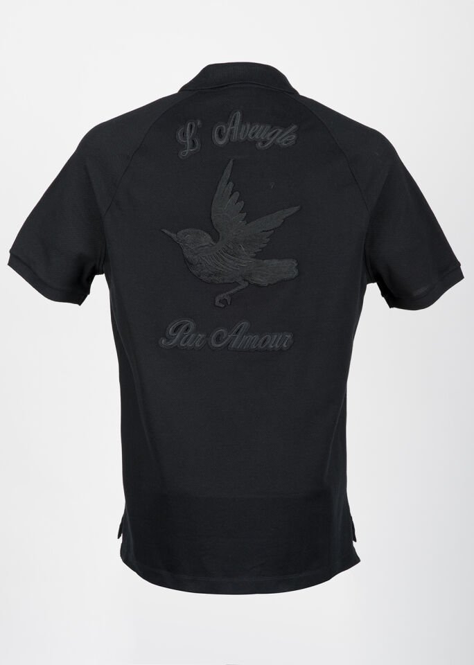 Erkek Siyah Sırt Nakışlı Polo Yaka T-Shirt