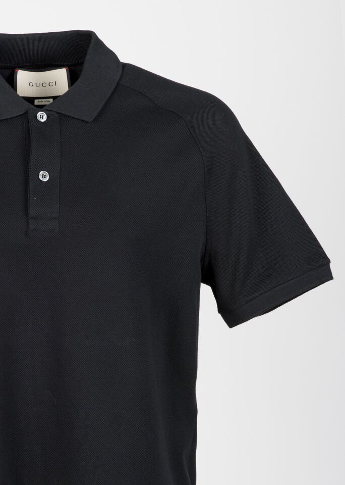 Erkek Siyah Sırt Nakışlı Polo Yaka T-Shirt