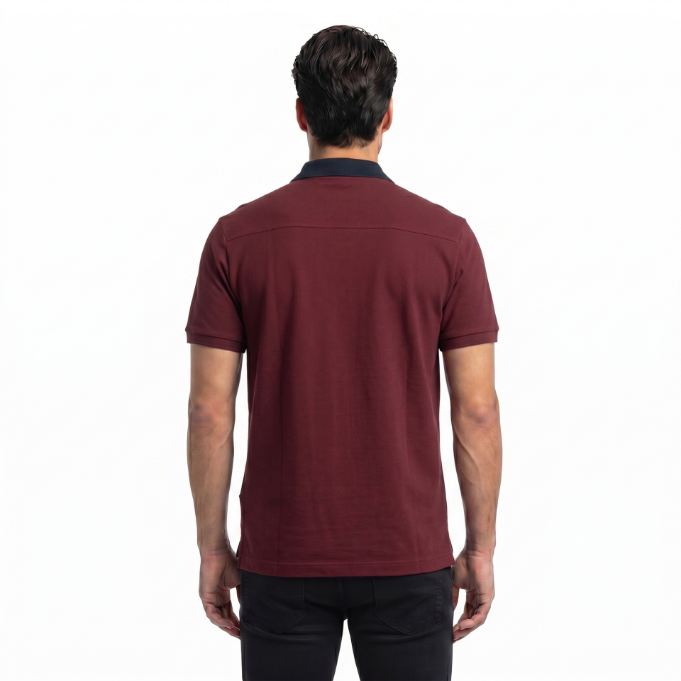 Erkek Bordo Logo İşlemeli Polo Yaka T-Shirt