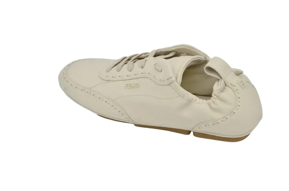 Erkek Bej Dikiş Detaylı Deri Sneaker