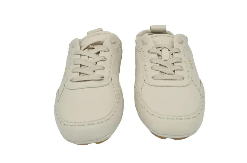 Erkek Bej Dikiş Detaylı Deri Sneaker