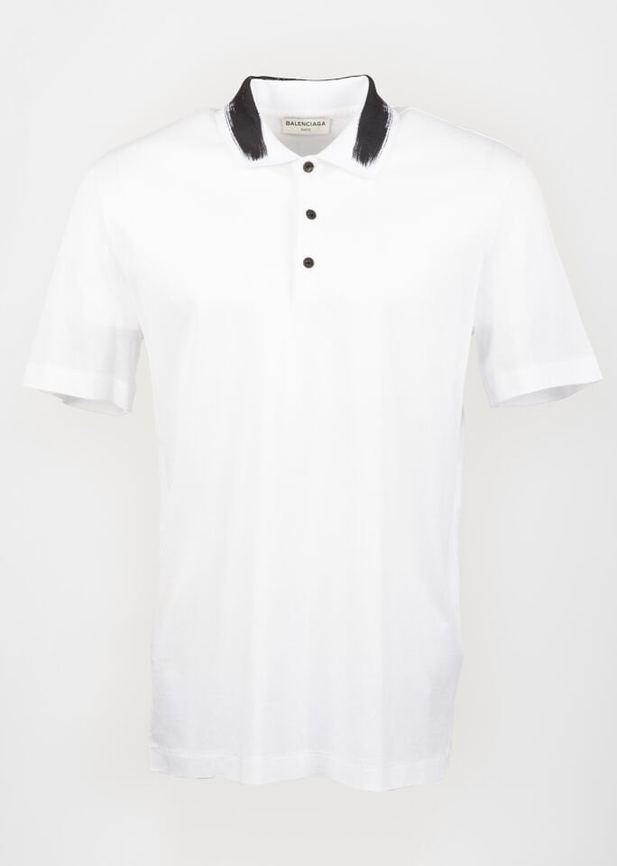 Erkek Beyaz Fırça Darbesi Detaylı Polo Yaka T-Shirt