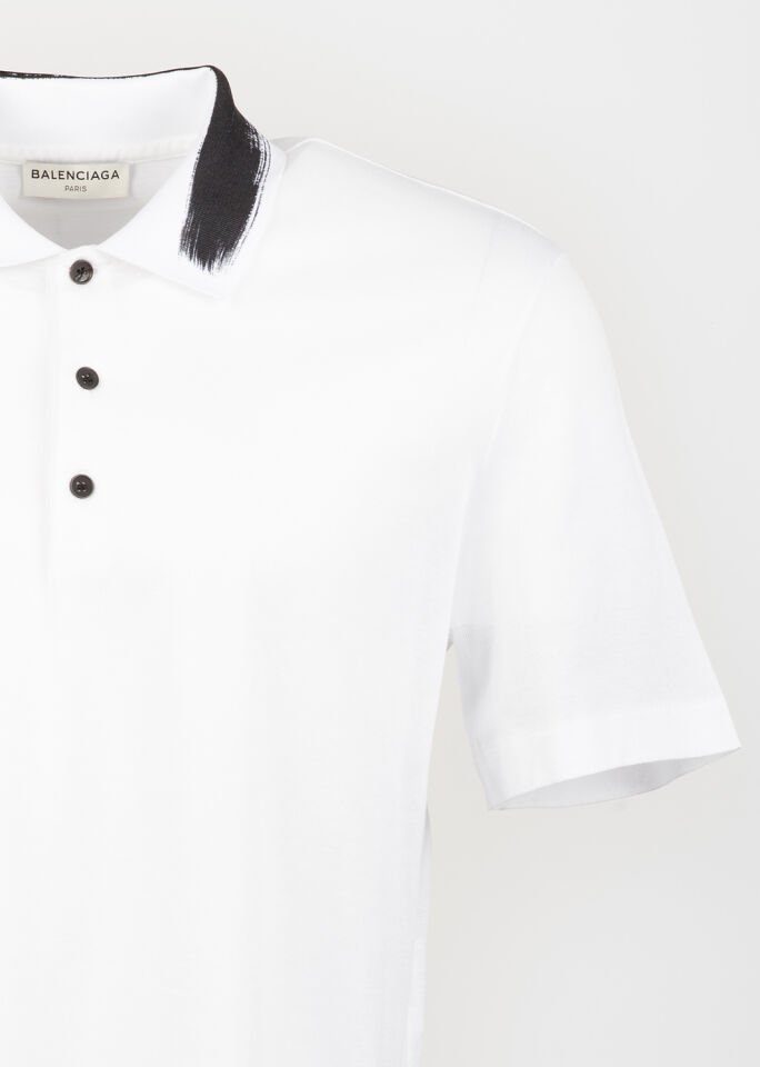 Erkek Beyaz Fırça Darbesi Detaylı Polo Yaka T-Shirt