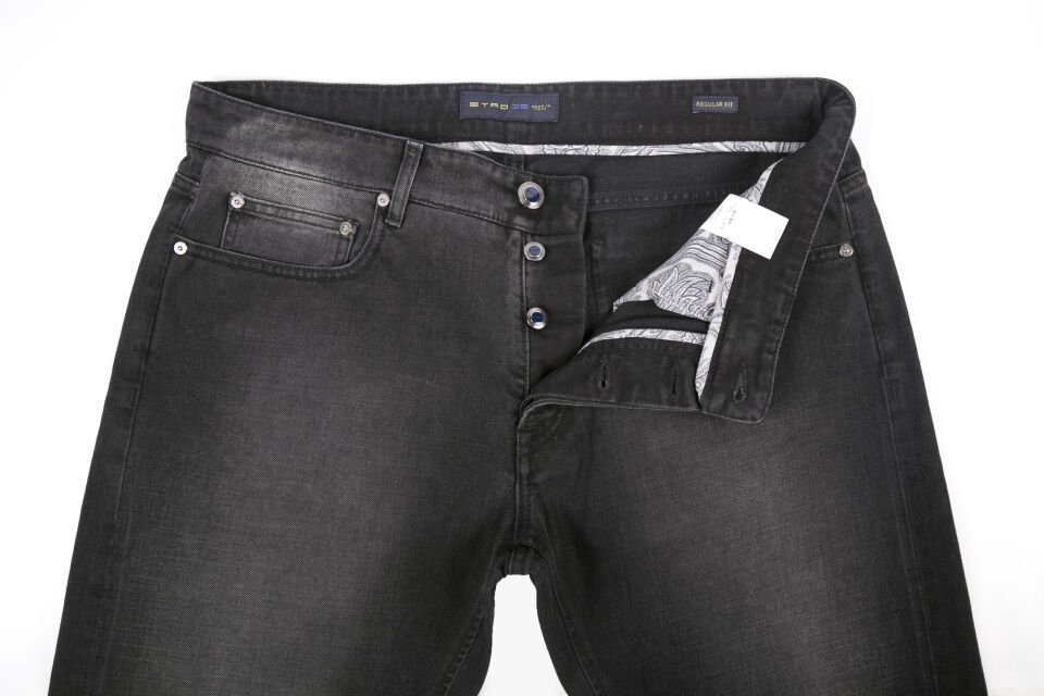 Erkek Koyu Gri El Dikişli Slim Jean Pantolon