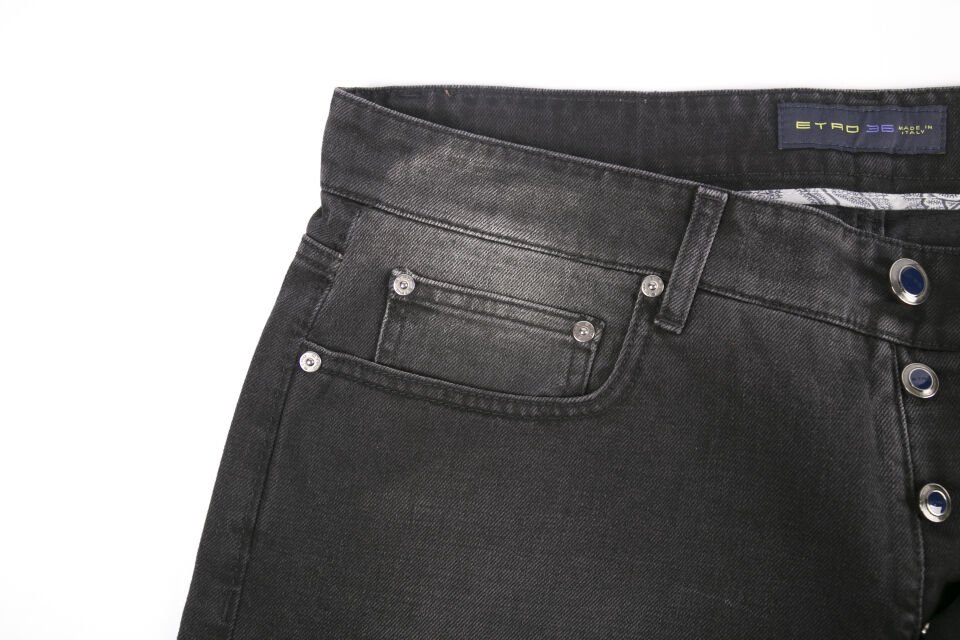 Erkek Koyu Gri El Dikişli Slim Jean Pantolon