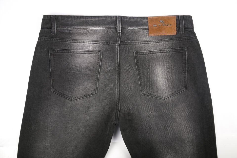 Erkek Koyu Gri El Dikişli Slim Jean Pantolon