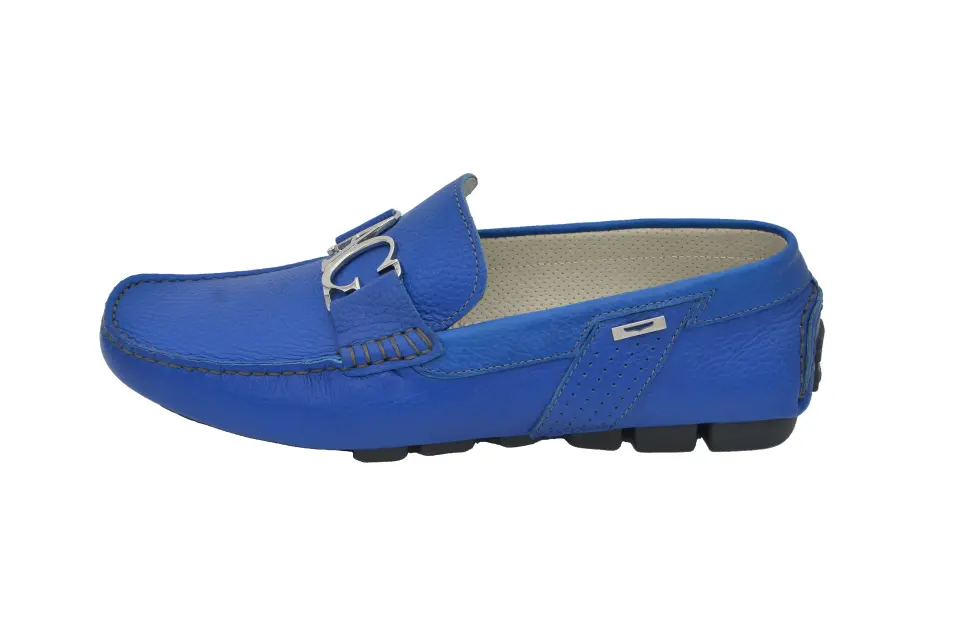 Erkek Saks Mavi Tokalı Loafer