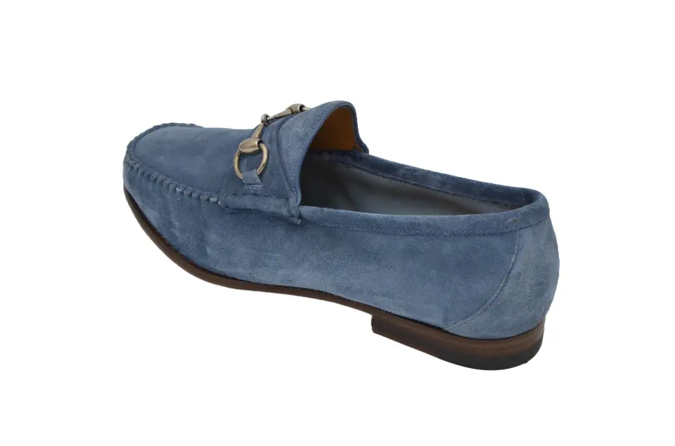 Erkek Mavi Süet Tokalı Loafer