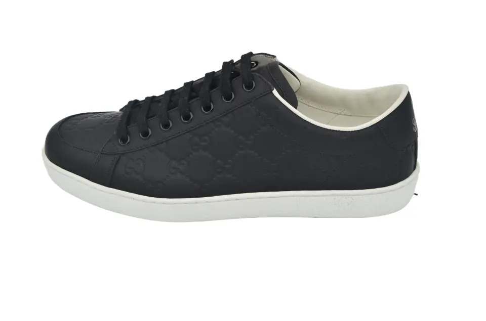 Erkek Siyah Monogram Deri Sneaker