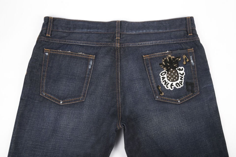 Erkek Boncuk Nakışlı Comfort Jean Pantolon