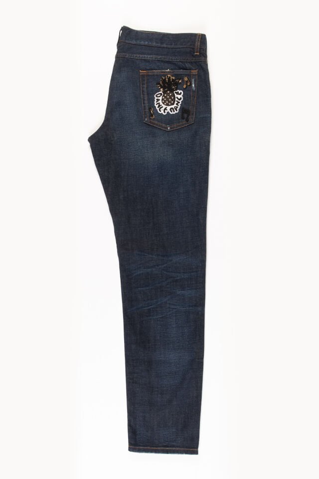 Erkek Boncuk Nakışlı Comfort Jean Pantolon