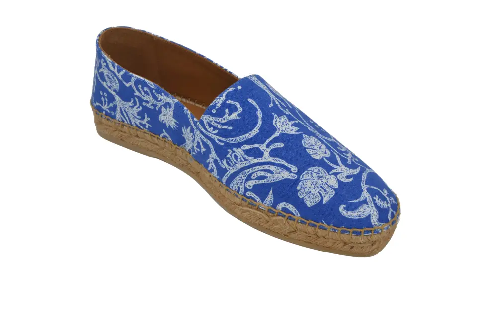 Erkek Mavi Desenli Keten Espadril