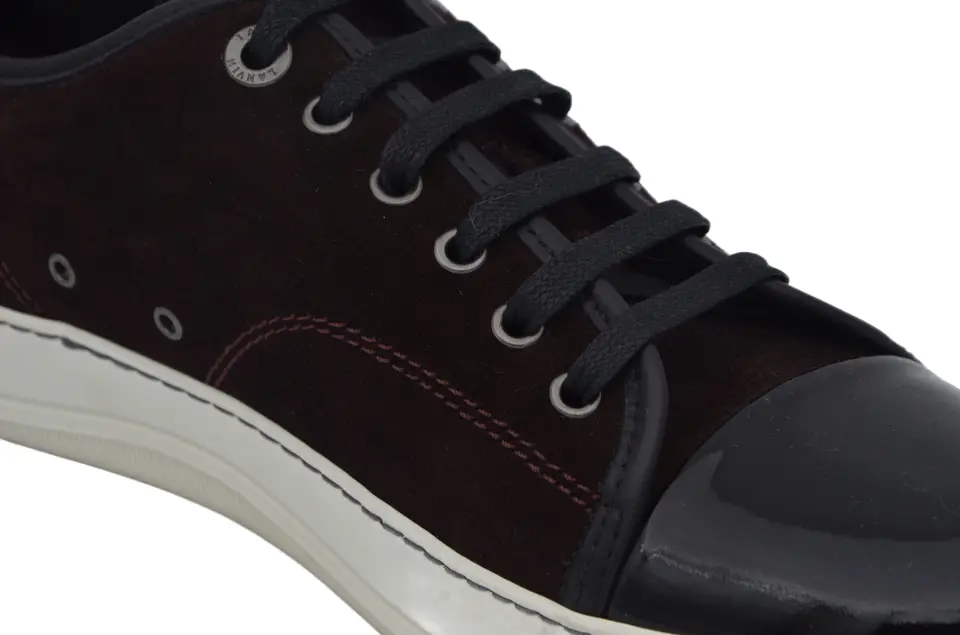 Erkek Siyah Süet Rugan Burunlu Sneaker