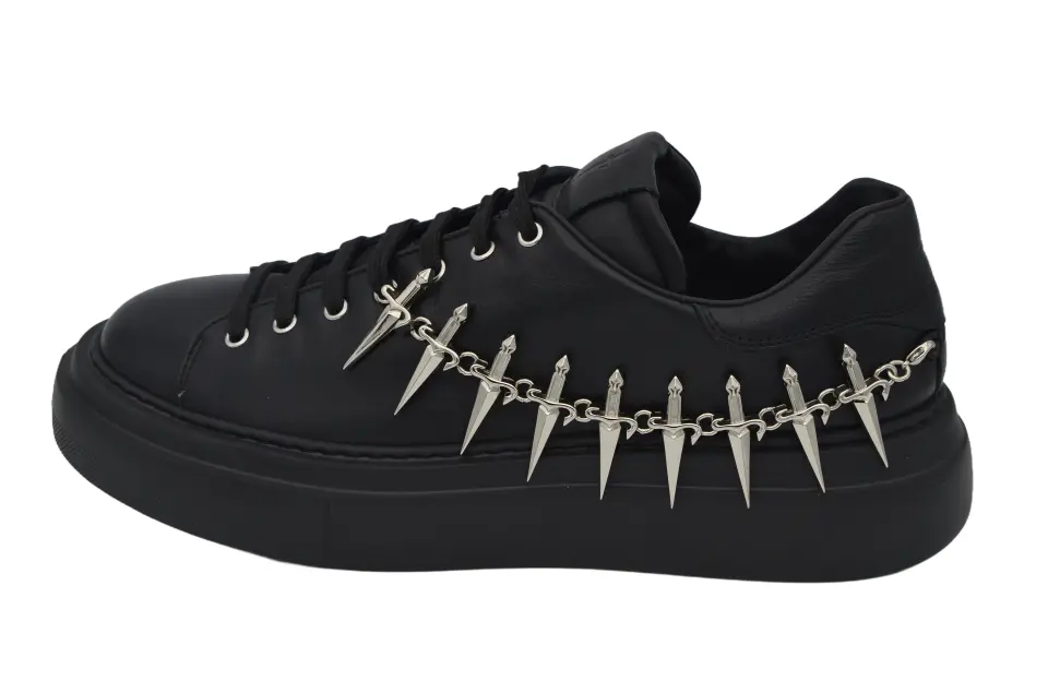 Erkek Siyah Zincir Detaylı Sneaker