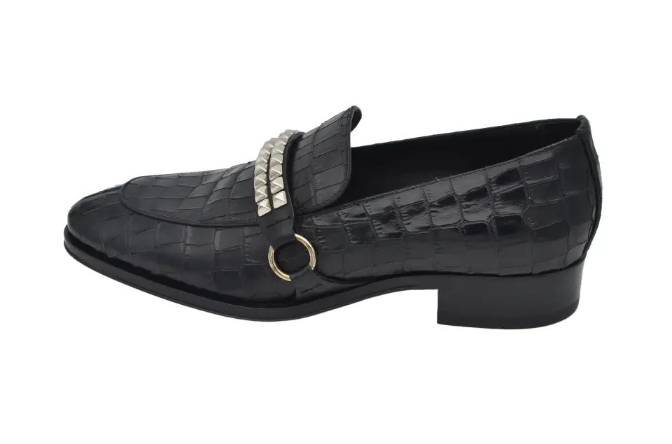 Erkek Siyah Timsah Desenli Loafer