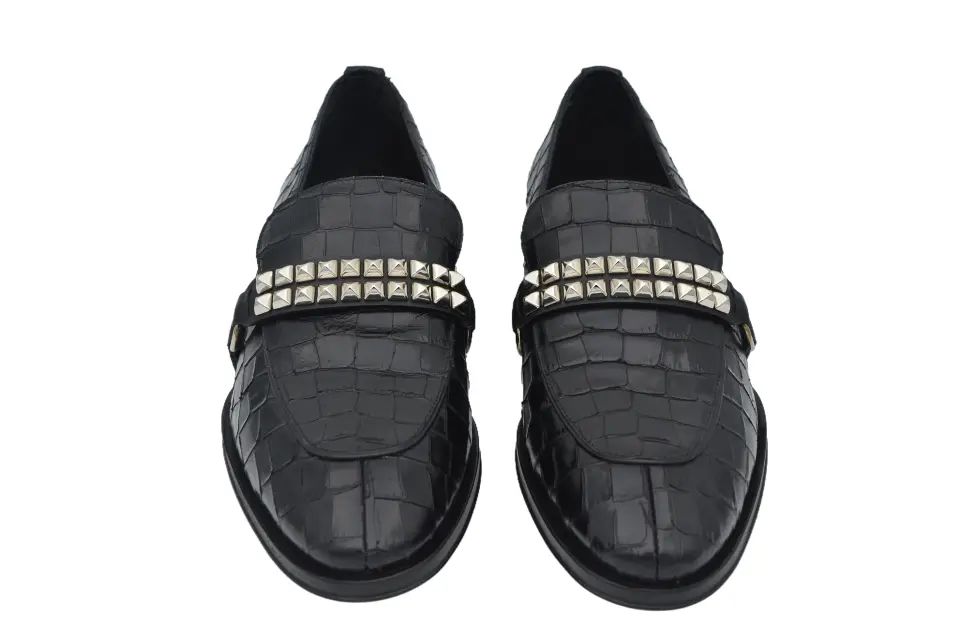 Erkek Siyah Timsah Desenli Loafer