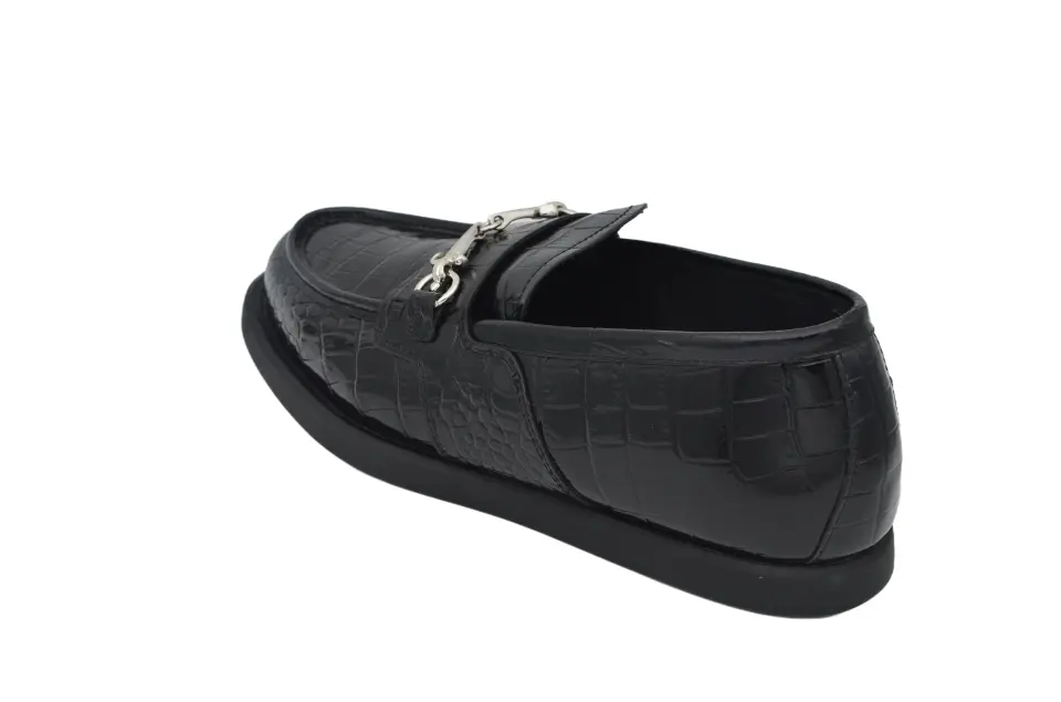 Erkek Siyah Kroko Rugan Loafer