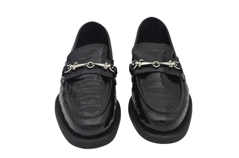 Erkek Siyah Kroko Rugan Loafer